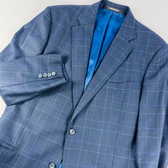 J. Hilburn Other - J. Hilburn Blazer Mens Blue Plaid Vitale Barberis Canonico Wool Sport Coat 45L